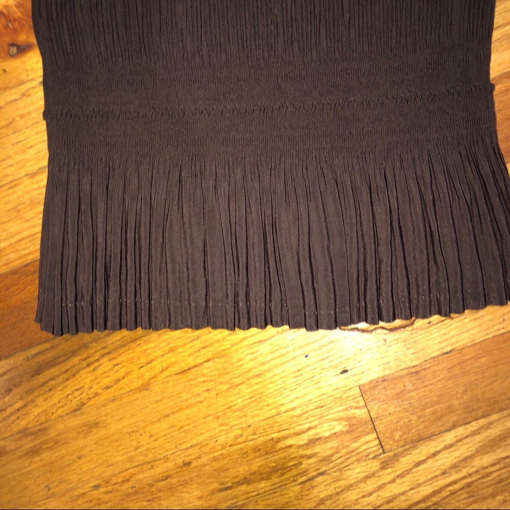 Dark brown textured palazzo pants - Picture 3 of 4